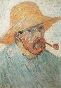 Vincent Van Gogh Self-Portrait with Pipe and Straw Hat (nn04) USA oil painting artist